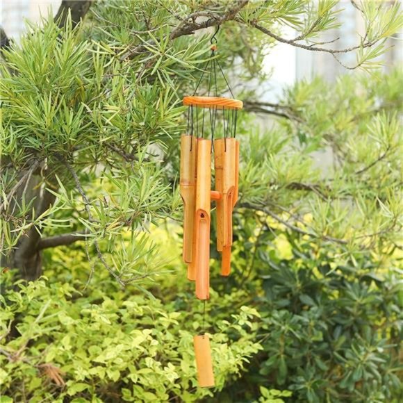 Bamboo Wind Chimes Outdoor Wooden Wind Chime with Amazing Deep Tone for Garden - Picture 4 of 6